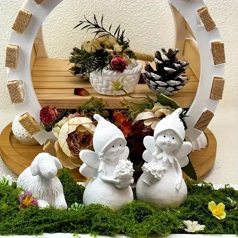 2026 New Premium 1Pcs Angel Fairy Flower Basket Silicone Mold for Plaster Resin Concrete Candle DIY Home Desktop Decor