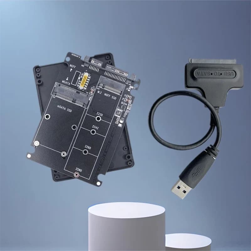 Custodia SSD esterna M2 NGFF Chiave B / mSATA a SATA3.0 Convertitore adattatore da 2,5 pollici Scheda riser con cavo SATA a USB 3.0 per PC portatile