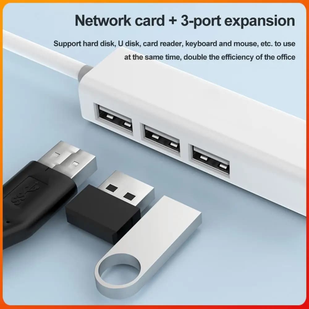 Hub USB 2.0 4 in 1 con Scheda di Rete LAN RJ45 Tipo-C, Splitter USB2.0 Tipo-C RJ45 4 Porte 10GBit/s per Computer Desktop PC