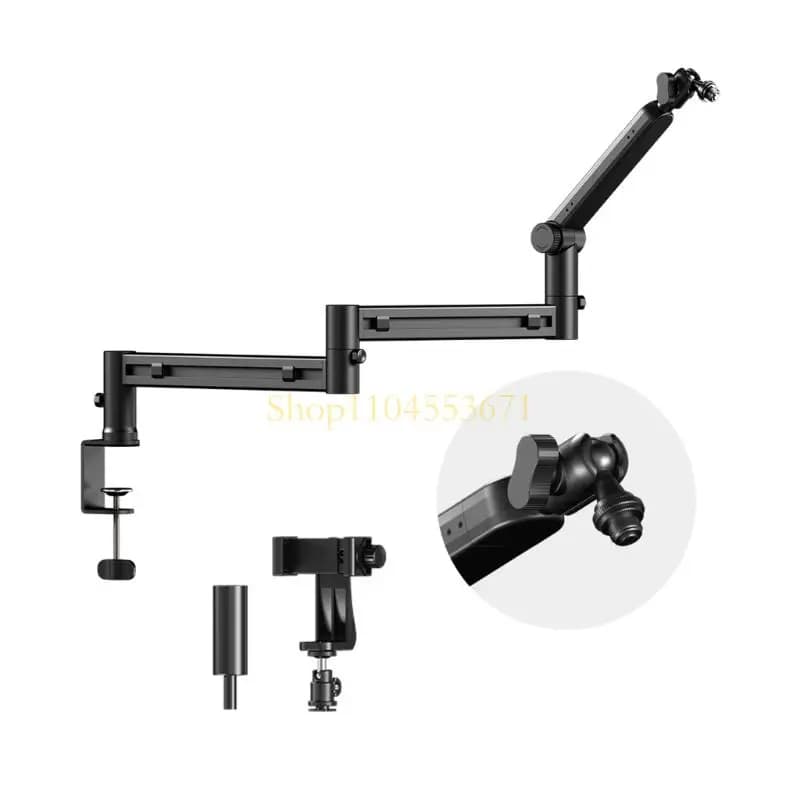 Best Seller Robusto supporto per microfono da tavolo in metallo nero per podcasting e registrazione video