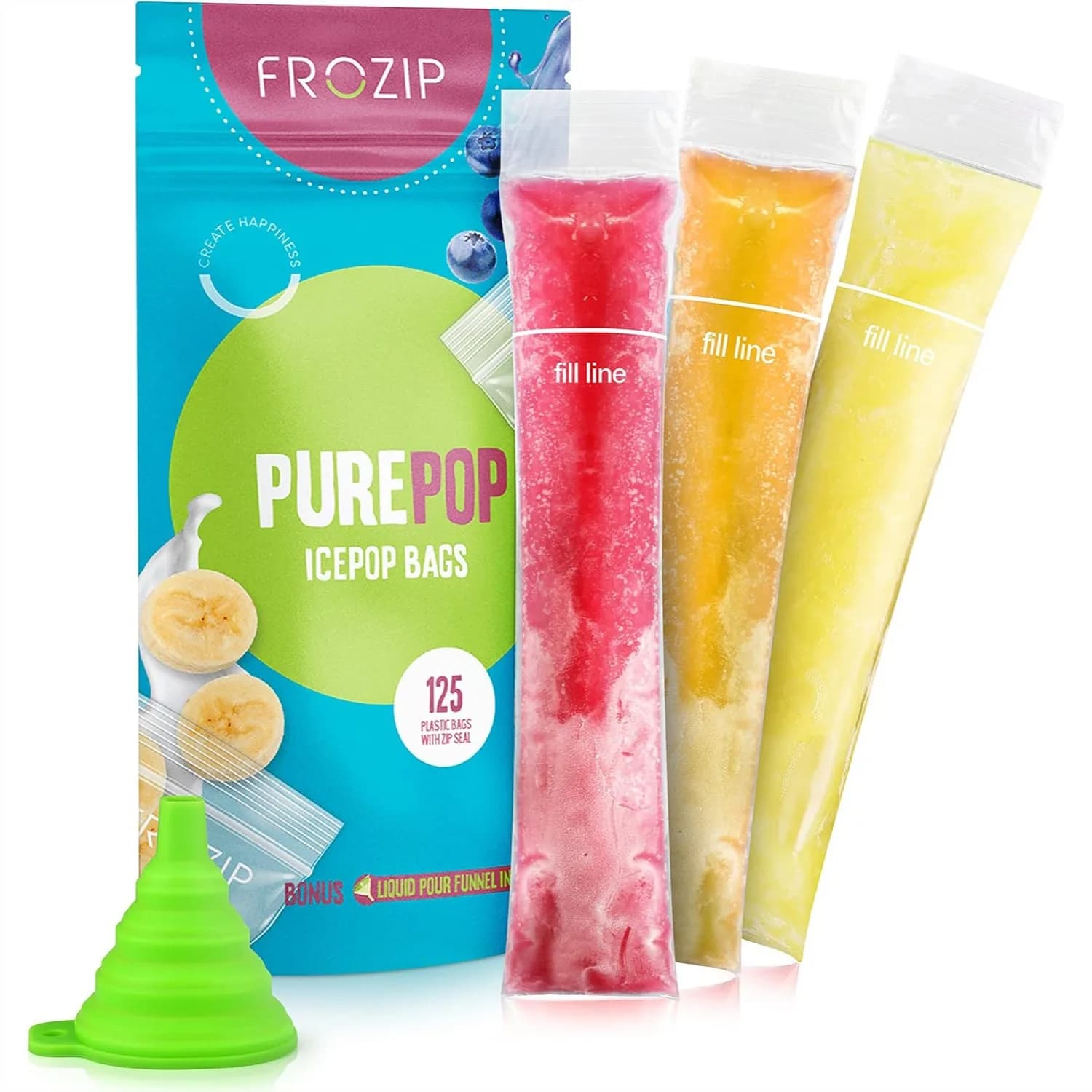 125 Sacchetti Monouso per Ghiaccioli, Tubi per Congelatore Senza BPA con Chiusura a Zip, Snack Salutari, Yogurt, Succhi, Frullati