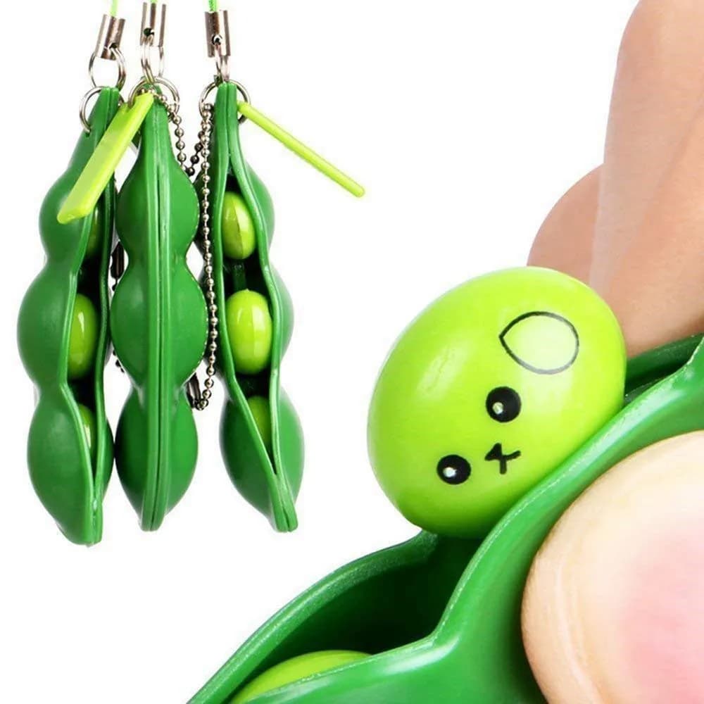 2-20pcs Fidget toy bag Portachiavi stress relief Edamame toy squeeze pea keychain cute stress adult toy keychain