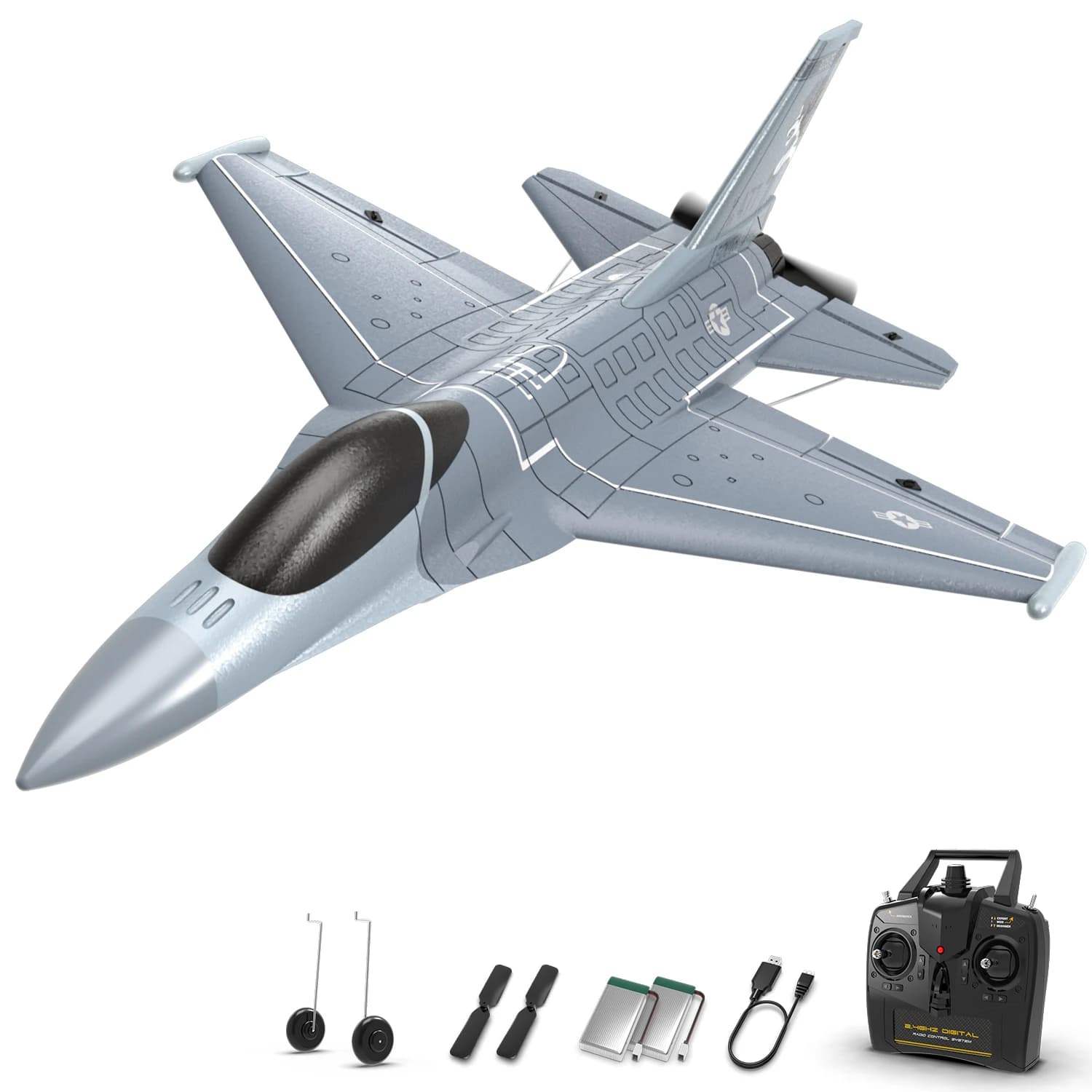 VOLANTEXRC Remote Control Plane 2.4Ghz 4CH Jet F16 Fighting Falcon EPP foam RC Airplane One Key Aerobatic With 2 Batteries