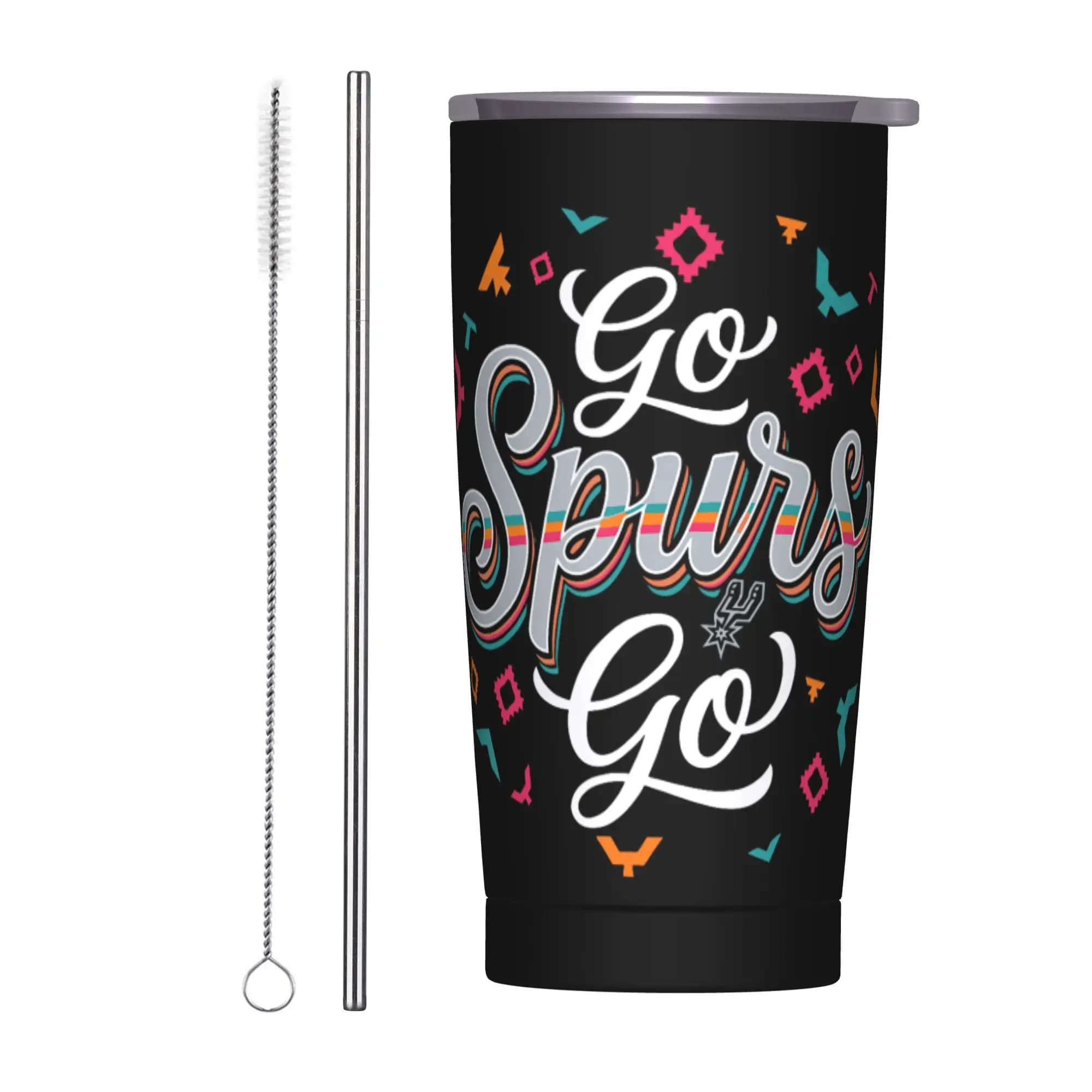 Tumbler in Acciaio Inossidabile 'Go Spurs Go' per la Stagione di Basket, Tazza Termica per Giornate di Partita, Mantiene Caldo e Freddo, Tazza per Auto, Bottiglia d'Acqua