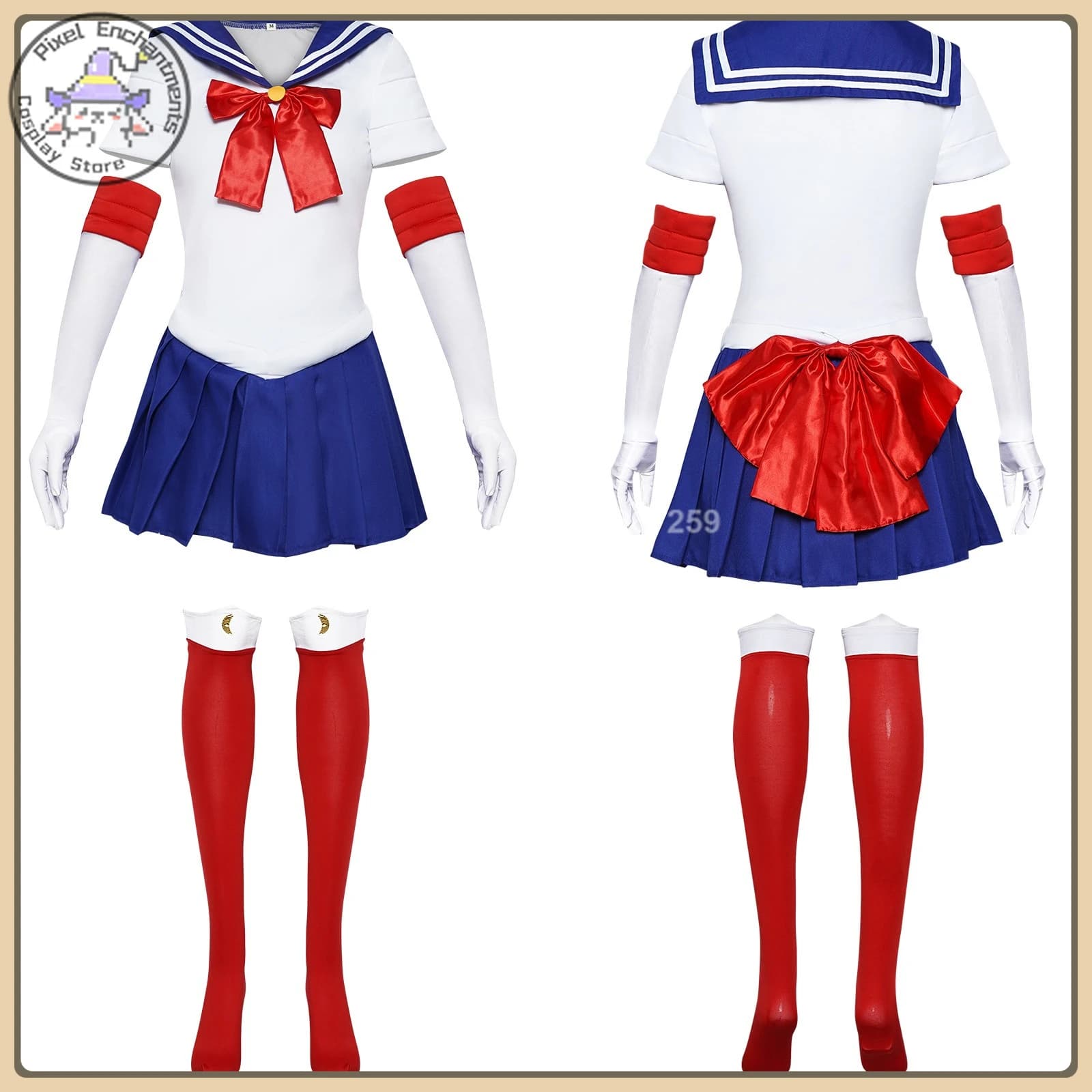 Costume Cosplay by the Popular Character Anime Sailor Moon, Nice Blue Dress by Marinaio, Uniforms for Comic Con and Halloween Festivals (Adults/Children)