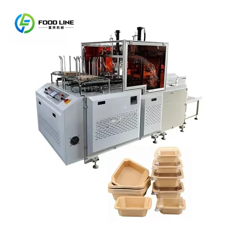 Automatic 1500 Square Takeaway Kraft Paper Fruit Salad Bowl Making Machine Sushi Cake Food Container Tray Box Machine