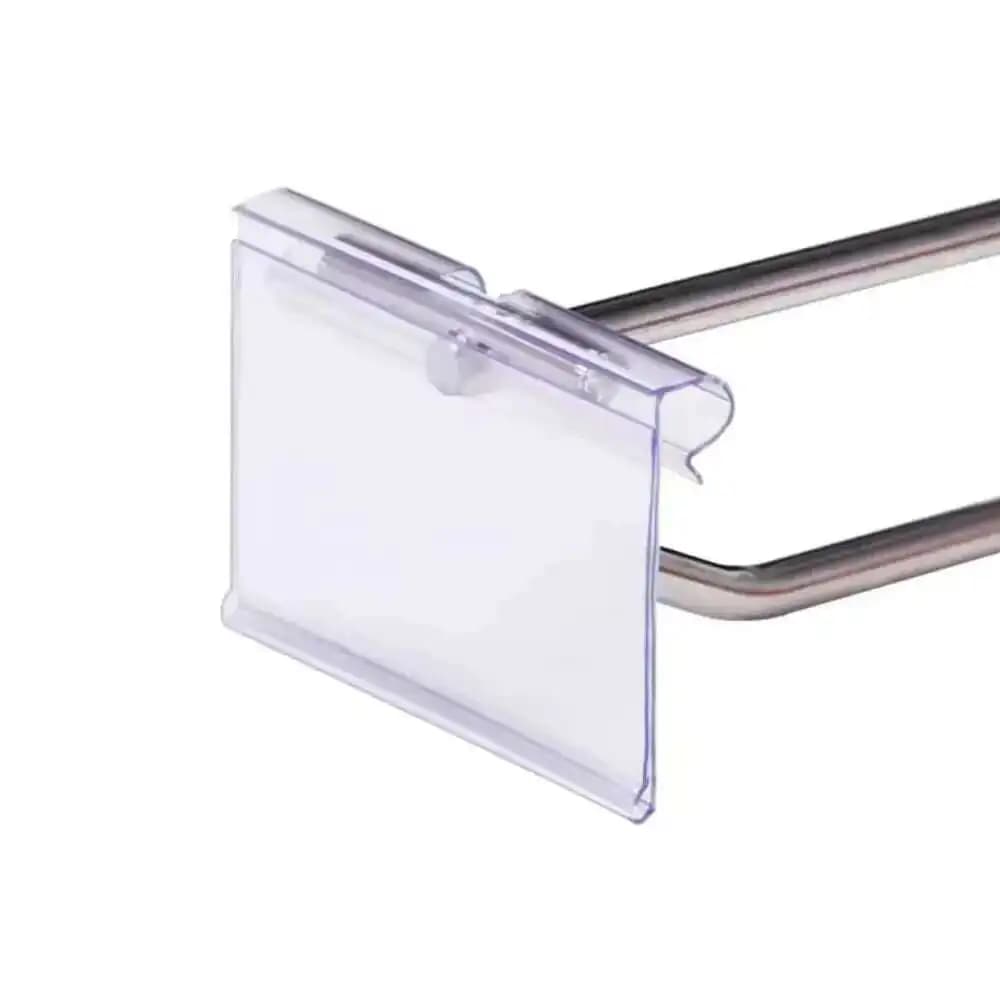 1 confezione in plastica PVC cartello prezzo etichetta display gancio per appendere supporti espositore scaffale per supermercato