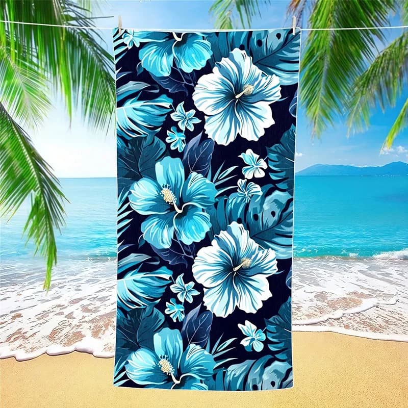 Telo mare hawaiano con ibisco blu, protezione solare fantasia e antivento, adatto per piscina, campeggio, coperta da viaggio