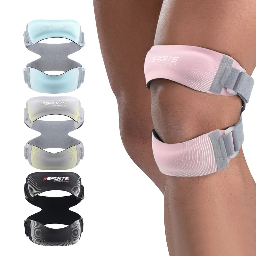 Supporto per Ginocchio Regolabile con Fascia di Compressione per Tendine Rotulea e Sostegno del Menisco con Cuscinetti per Rotula