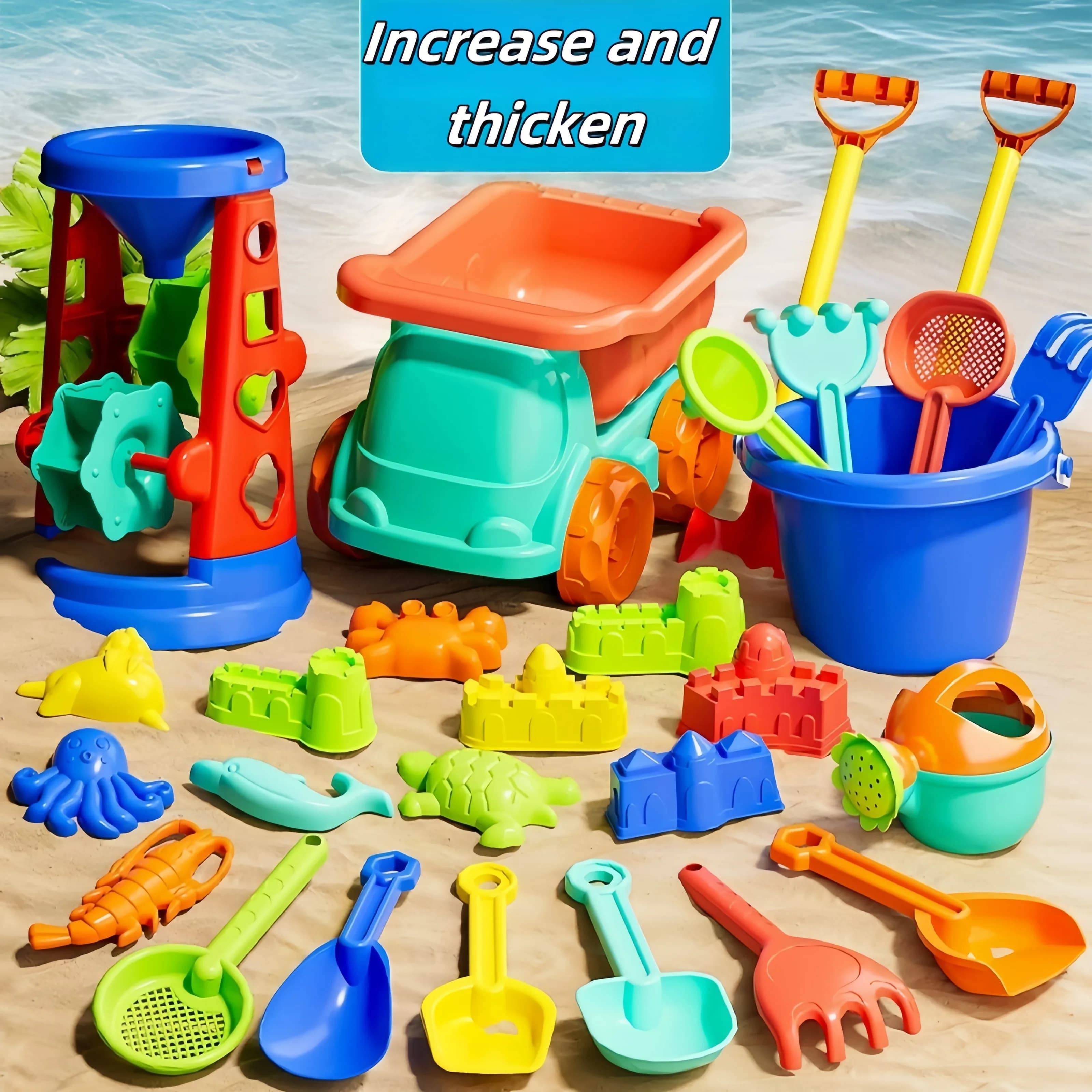 Set di giocattoli da spiaggia per bambini e bambine per giocare con sabbia, neve, acqua, giardinaggio all'aperto, scavare nel terreno, scavare nel secchio da spiaggia