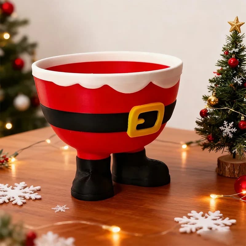 Ciotola di Babbo Natale stampata in 3D per snack di frutta e caramelle, regalo di decorazioni natalizie, decorazioni per la casa in resina Arte unica per decorazioni per la casa