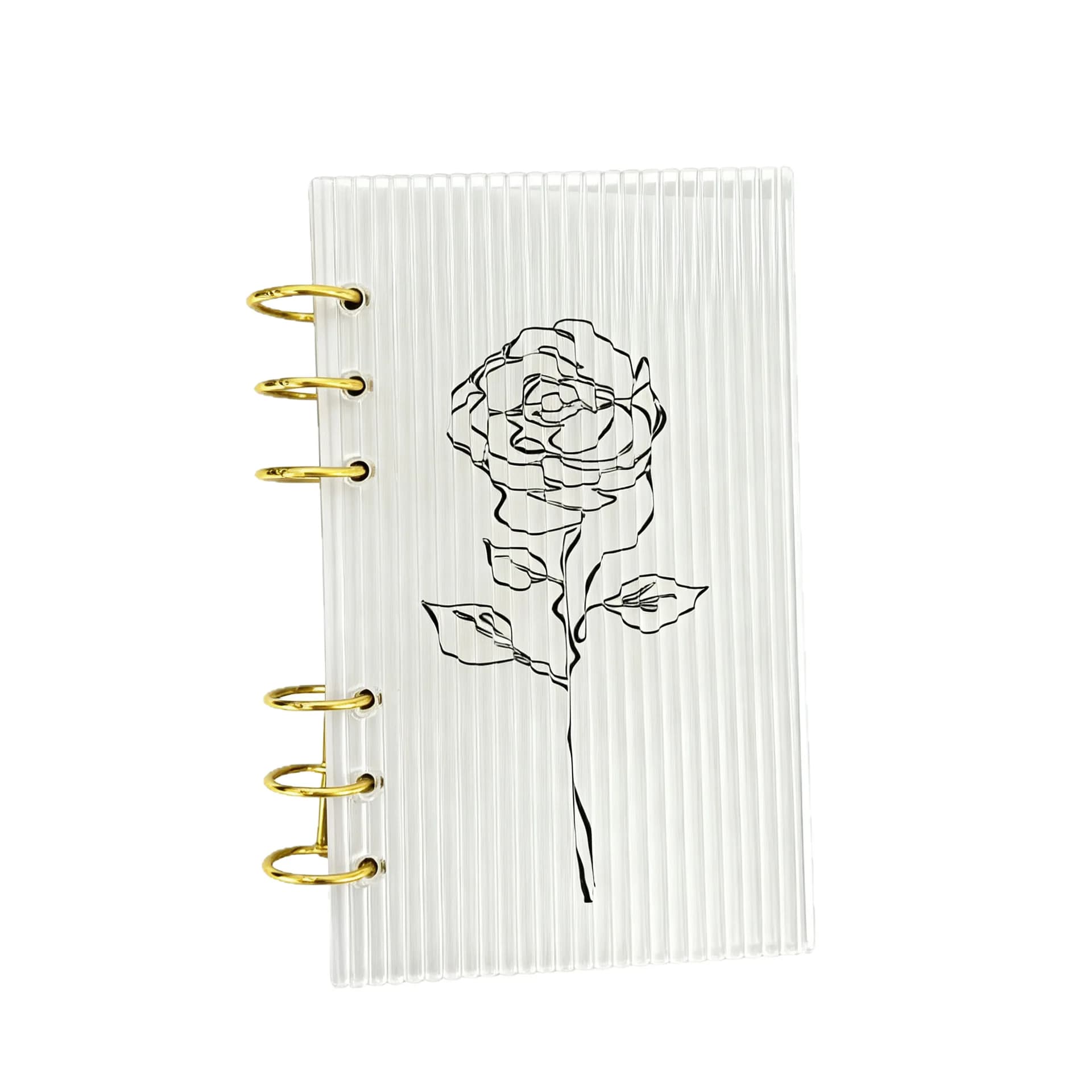 A6 Rose Curved Stripes Acrylic Loose Leaf Binder Cover DIY Account Book Journal Planner Office Stationery Supplies