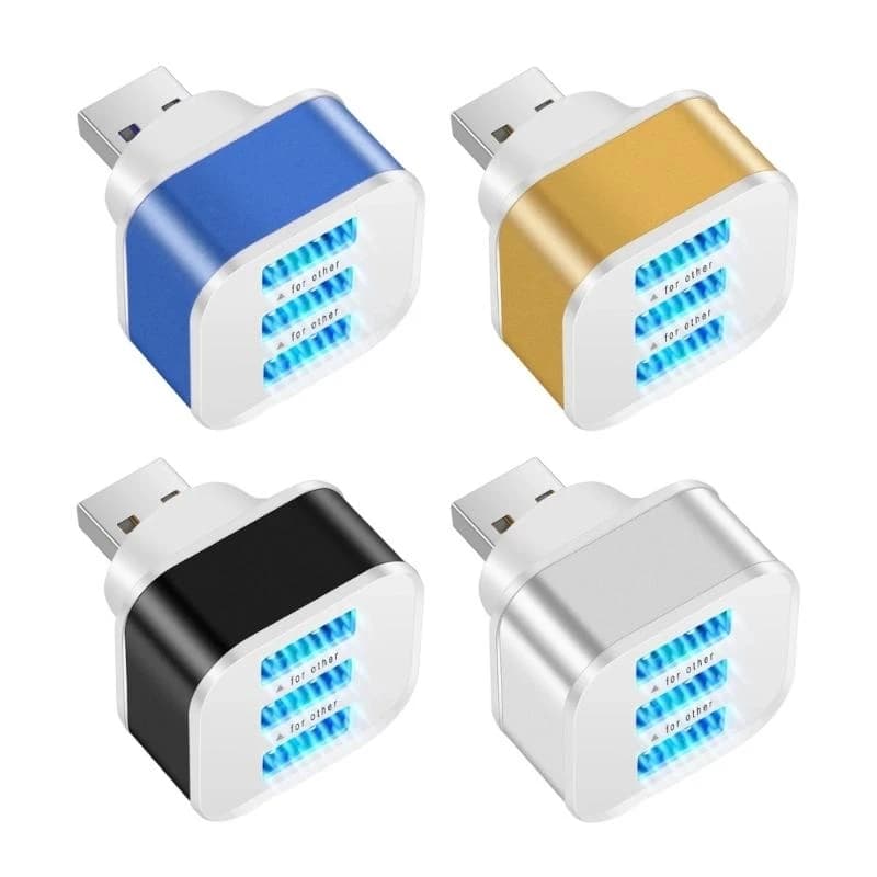 HUB USB 2.0 Ricarica rapida 3 porte Splitter USB Espansore USB 2.0 Adattatore per caricabatterie per PC portatile Tablet per telefono cellulare con indicatore LED