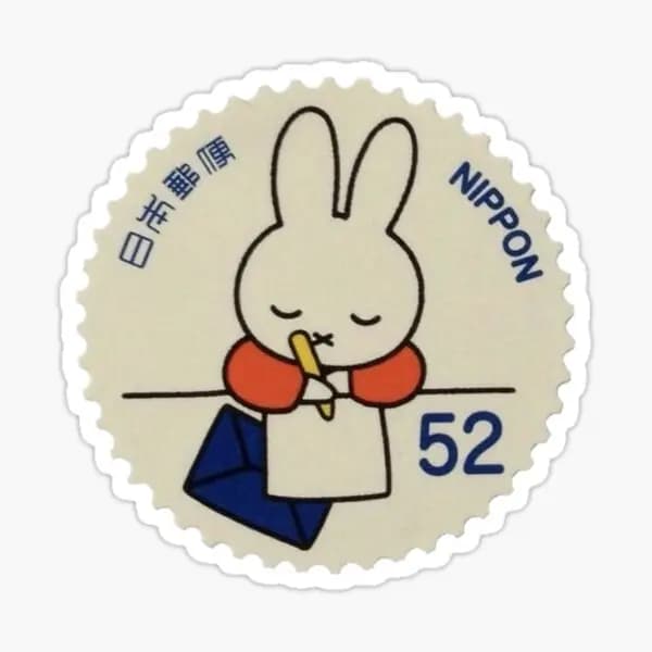 Nippon Bunny Postcard 5PCS Stickers for Water Bottles Anime Decorations Car Window Stickers Kid Bumper Wall Home Cute Print