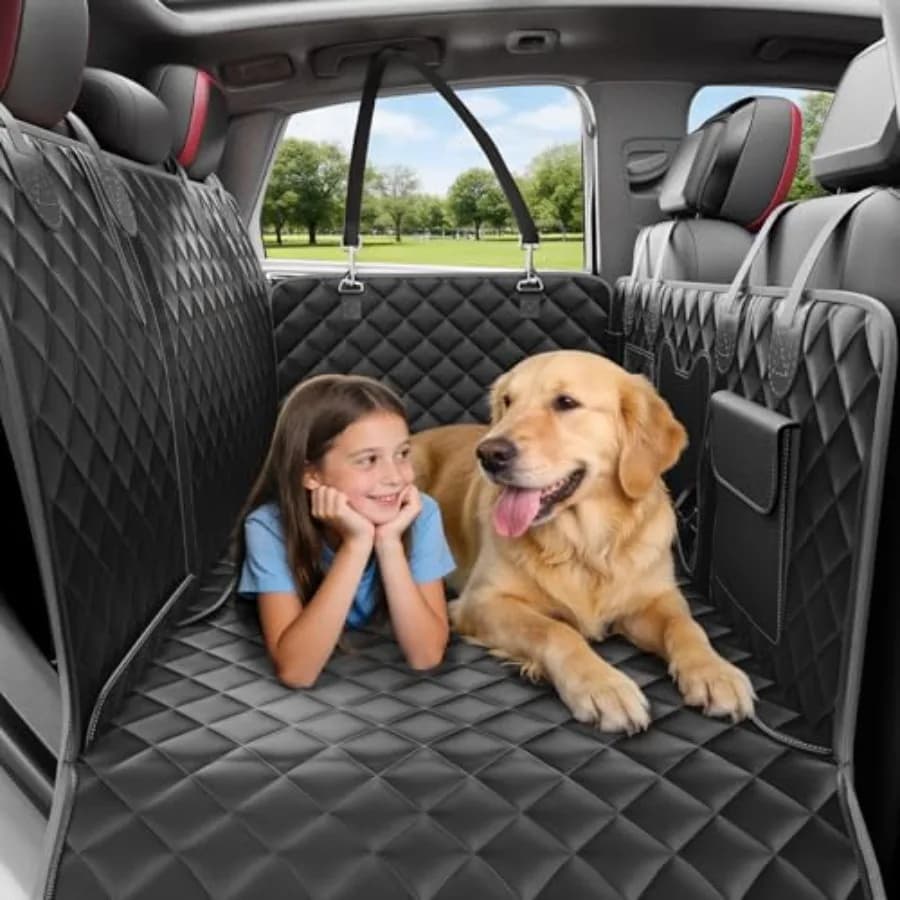 Coprisedile per Auto per Cani - Design Convertibile 2-in-1, Pieghevole per 1 Adulto o Seggiolino per Bambini, Fondo Rigido Impermeabile
