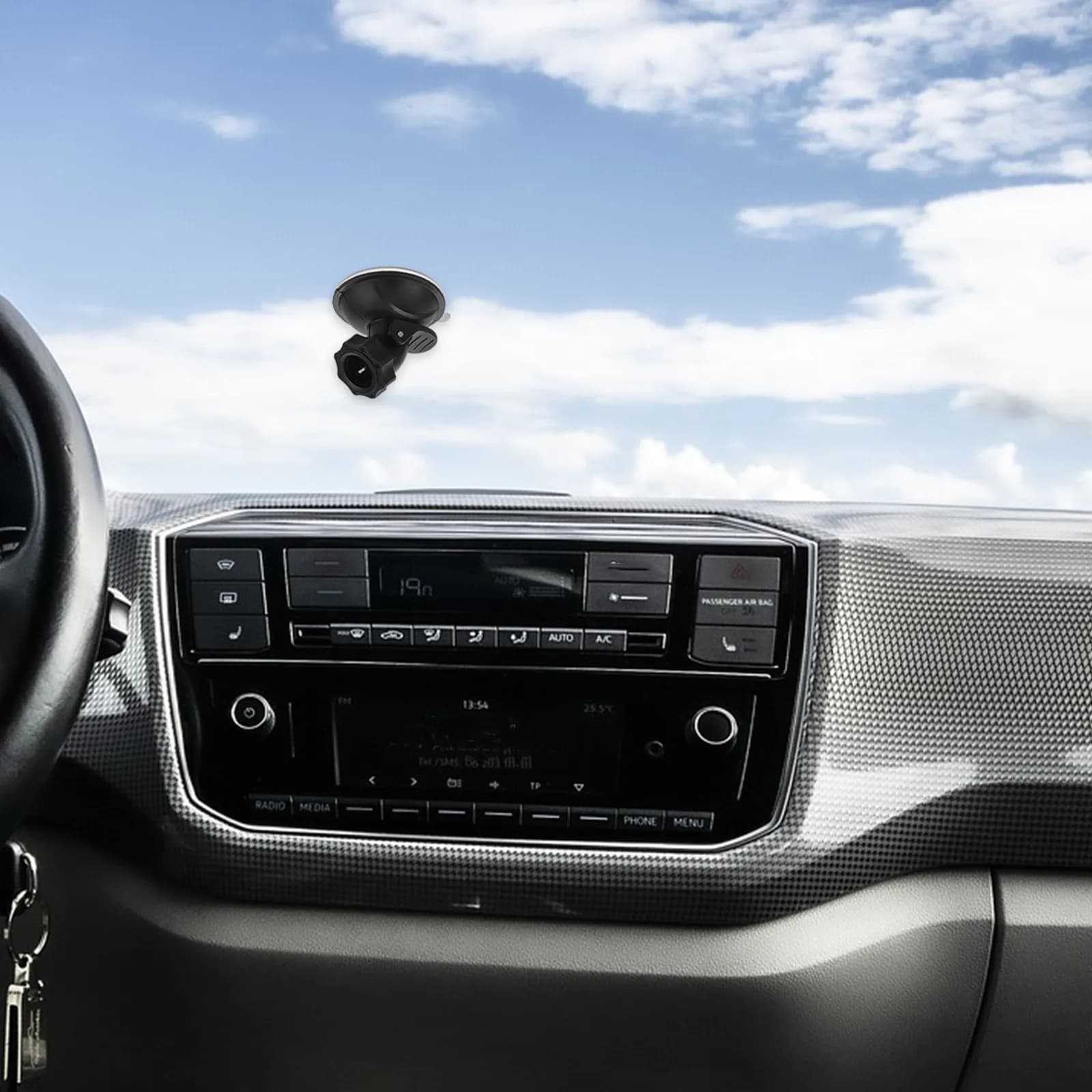 Supporto Universale per Dash Cam con Testa a Sfera a 360 Gradi e Ventosa per Telecamera Auto, GPS, Navigazione e Registratore di Guida Sicuro