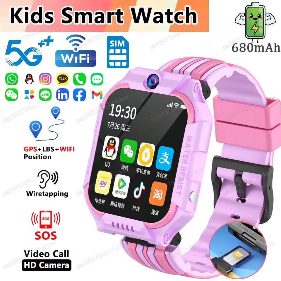 New Kids 5G Smart Watch SOS GPS + BDS/GLONASS Position Phone call Camera Baby Smartwatch 1.83 inch WIFI Waterproof for gift watch