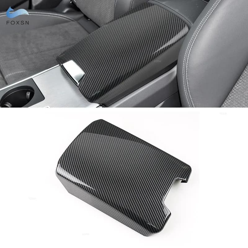 For Audi A6 C8 2019 2020 2021 ABS Car Interior Mouldings Center Console Lid Armrest Storage Box Cover Trim Carbon Fiber Texture