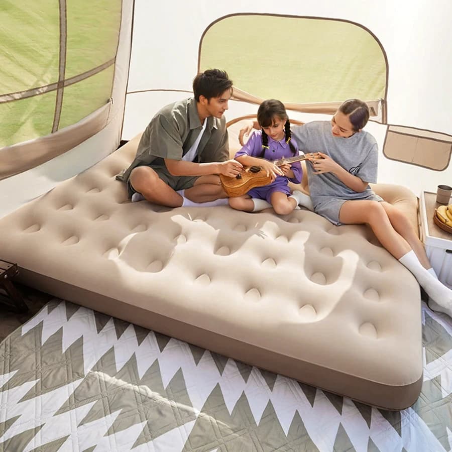 Tappetino gonfiabile ecologico di grandi dimensioni Tappetino per dormire a doppia larghezza dal design moderno con una borsa per il trasporto