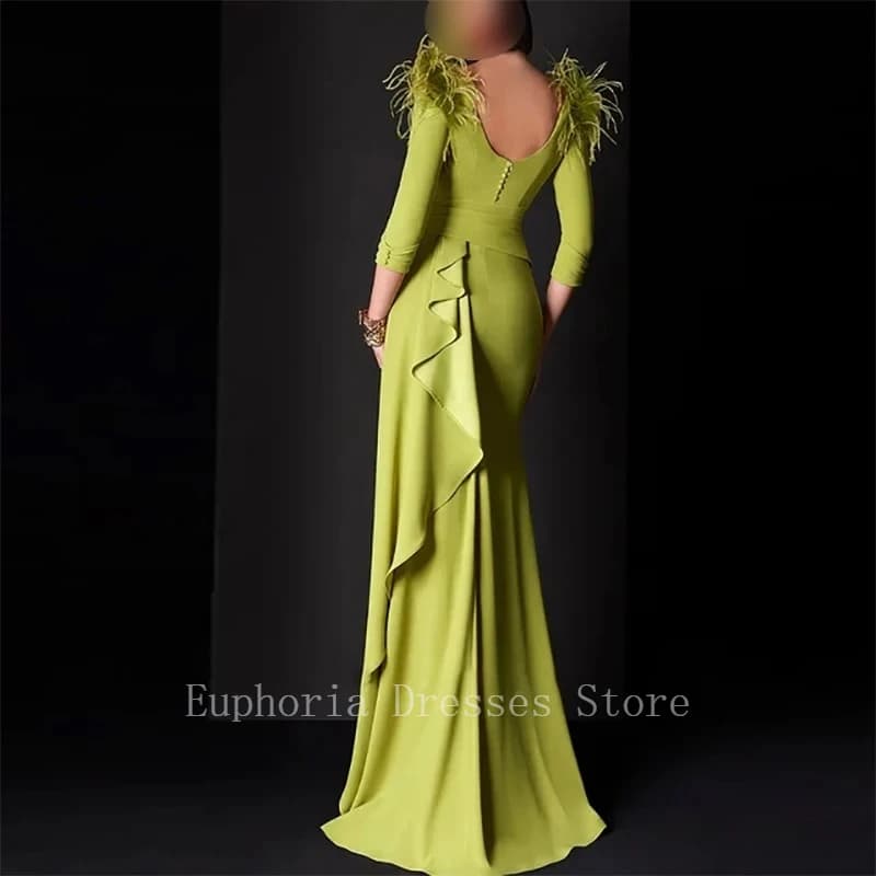 Customized Green Satin Women Evening Dresses Classic V-Neck Mermaid Prom Gowns Formal Occasion Vestido Para Bodas Mujer Invitada