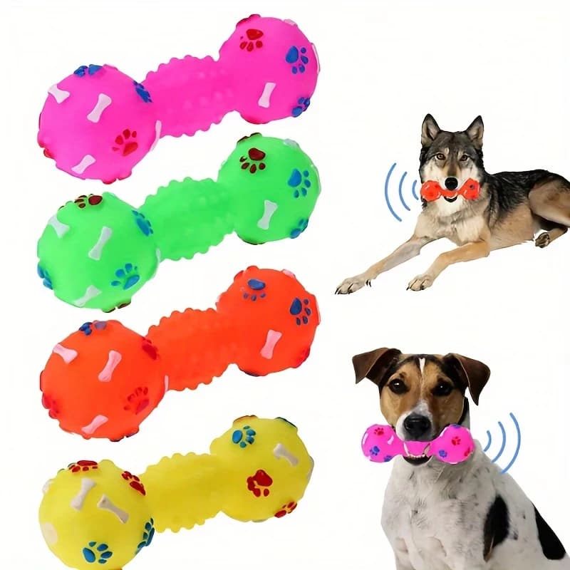 Dog Vinyl Toy Footprint Dumbbell Pet Sound ToybbTeething and Dental Cleaning Toy Wholesale for Pet Dogs with Fun Sounds