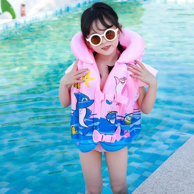Giubbotto di Salvataggio Gonfiabile Ispessito per Bambini, Stampa Cartone Animato, Gilet Galleggiante di Sicurezza per Nuoto e Sport Acquatici per Bambini