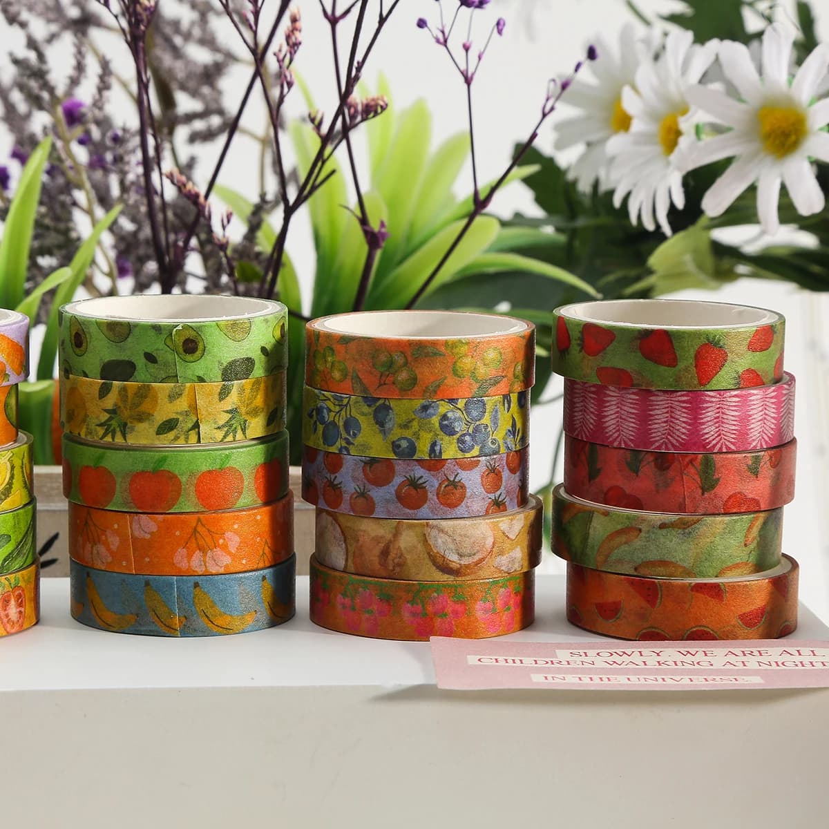 5roll retro Fruit Series Washi Tape set, suitable for DIY photo frames, diaries, gift box packaging, exquisite decorative items