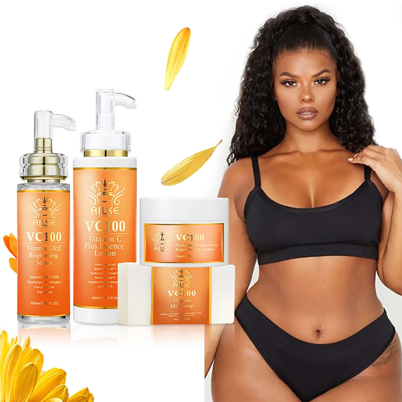 AILKE Set Organic Whitening, Hydrating, Scratching, Skin Raxing and Elasticity, Anti-wrinkles, Cosmetics Premium Woman