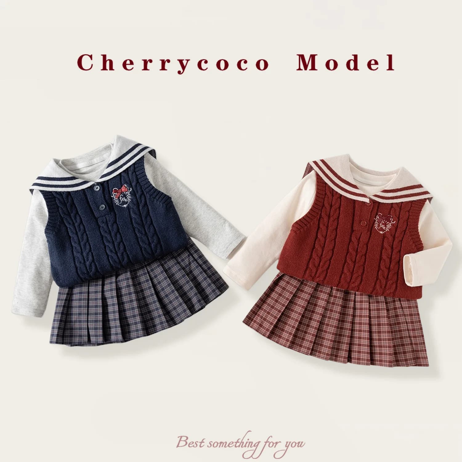 Set autunnale da ragazza 2025 Nuovo gilet lavorato a maglia per bambini in stile college Gonna da principessa elegante