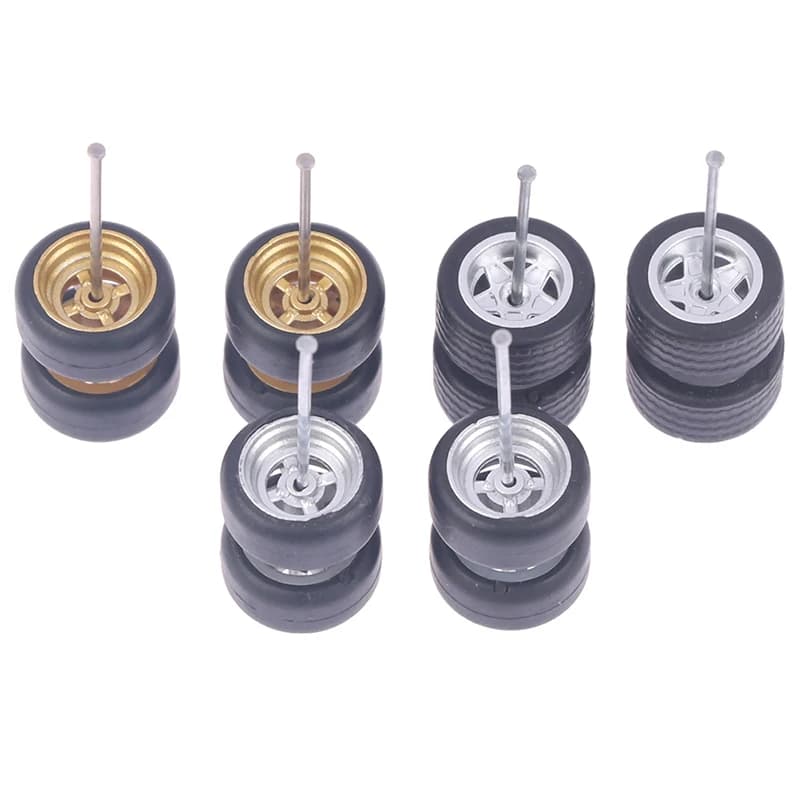 1Set 1/64 ruote modello di ruote per auto per Hotwheels con pneumatici in gomma modello di auto parti modificate giocattoli Power RefitCar parti del modello