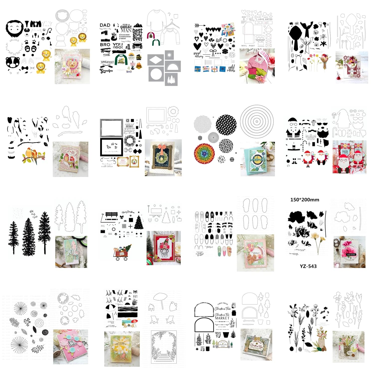 Summer Flower Christmas Halloween Valentine's Day Cutting Dies Clear Stamps Set for Scrapbooking Paper Making Frames Card Craft