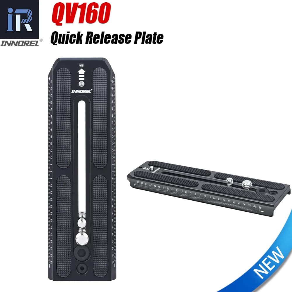Piastra a sgancio rapido INNOREL QV160, per monopiede treppiede per fotocamera compatibile con testa fluida video Manfrotto serie 501PL, larghezza 50 mm