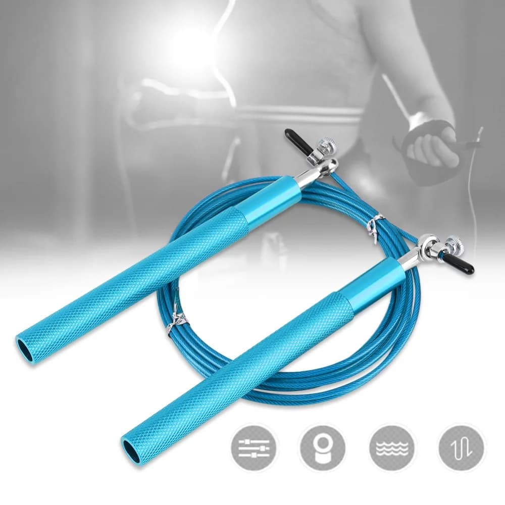 Aluminium Alloy Handle Skipping Rope Ball Bearing Steel Coated Rope Jump Rope 360° Swivel Adjustable Length Cable Jump Rope
