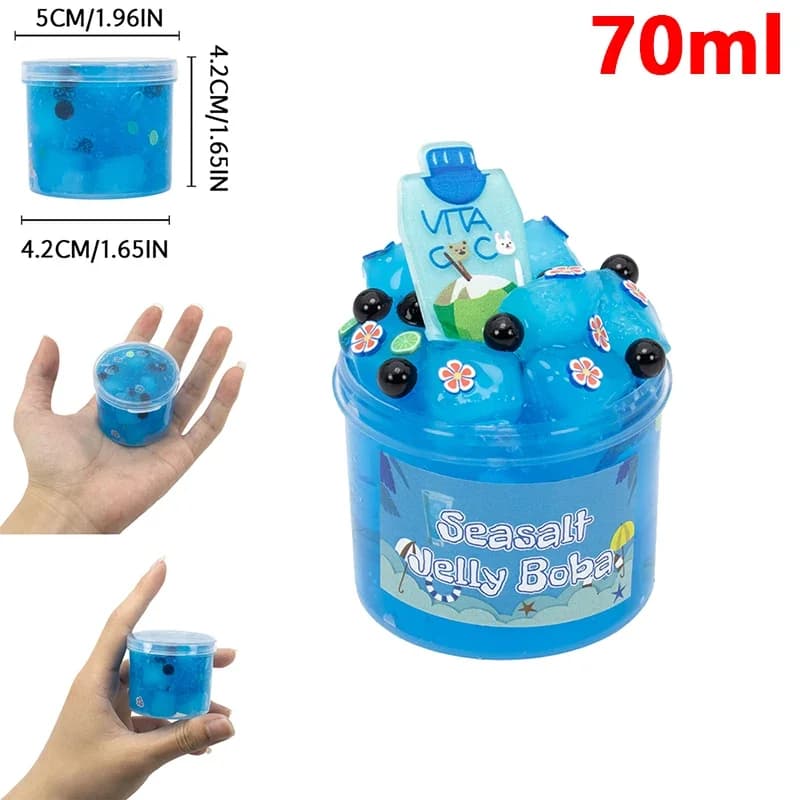 70/300ml E1-Large Capacity Crunchy Slime Kit Premade Crystal Slime Set Super Soft and Non-Sticky Jelly Cube Slime Crystal Soil