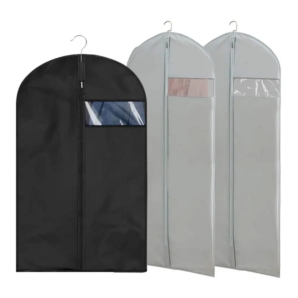 Garment Bag Clothes Dust Bag Clothing Cover PEVA Hanging Storage Bag Dustproof Black Grey Closet Organizer Coat Suit Dress