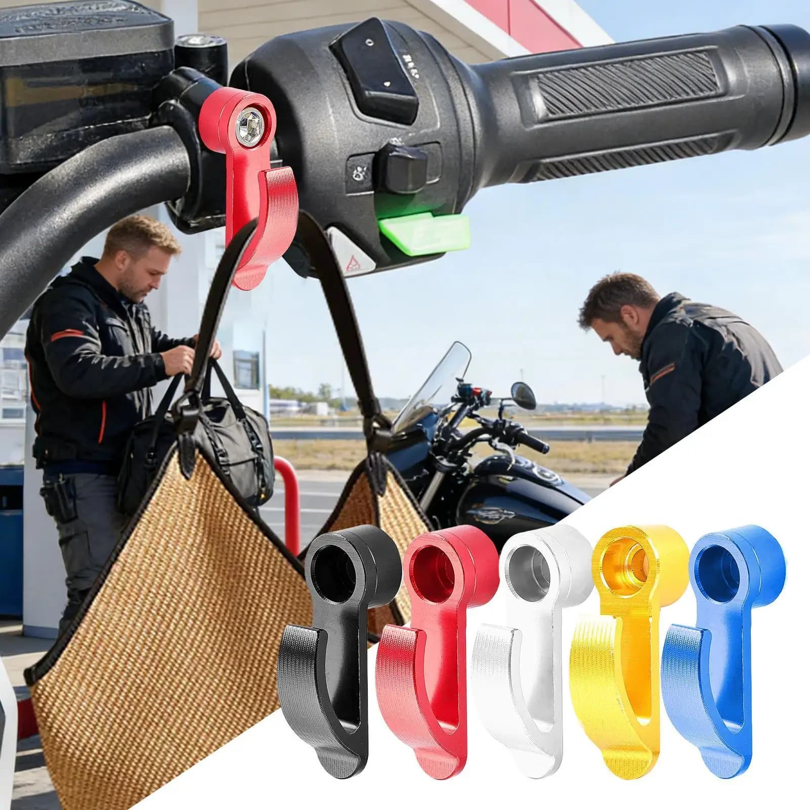 Gancio Universale per Modifiche su Moto e Veicoli Elettrici, per Cilindro Superiore del Freno a Disco, Gancio Laterale per Casco, Gancio Portaoggetti