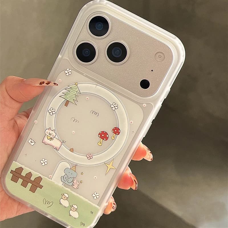 Nice Carton Animated Meadow Animal Free For Magsafe Wireless Phone Case For iPhone 11 12 13 15 16 17 Pro Max Plus Y2K Cover