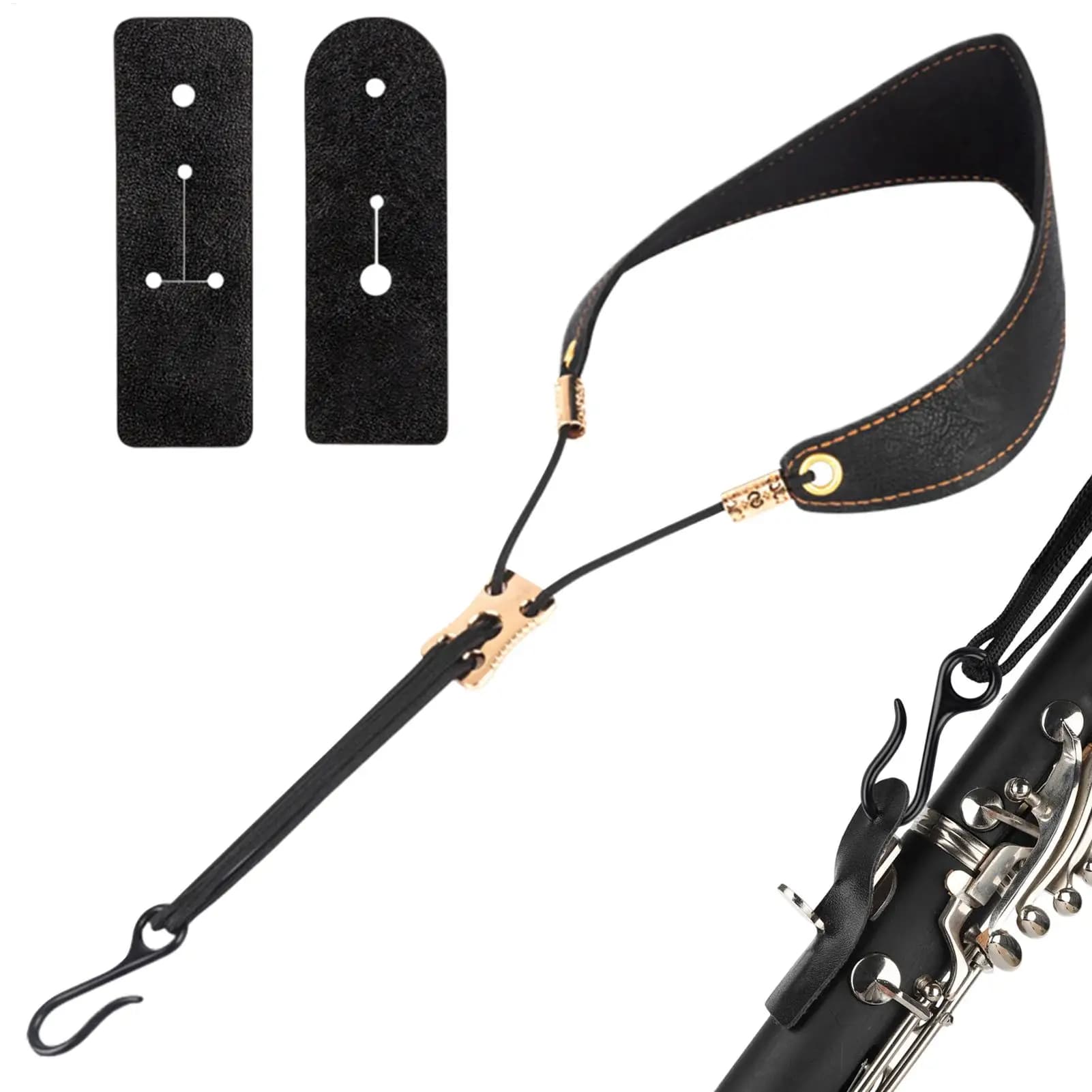 Ergonomic Padded Clarinet Neck Strap Adjustable Support for Alto Saxophone & Bass Flute, Comfort Stability for Beginners