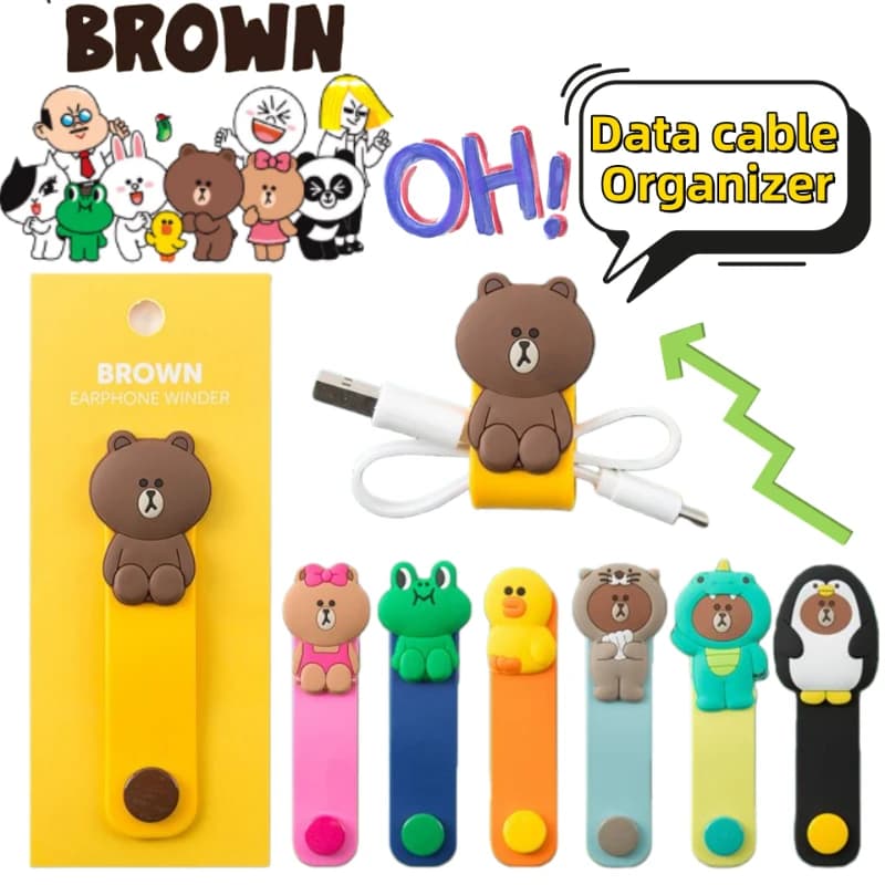 Organizzatore e Portacavi Personalizzato LINE FRIENDS Brown Sally Cony, Avvolgicavo Creativo per Auricolari e Cavi Dati