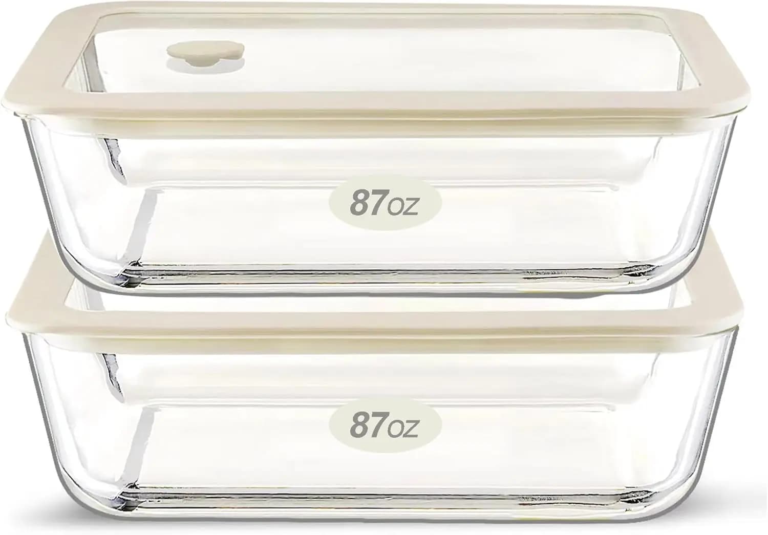 Grandi Contenitori in Vetro per Alimenti con Coperchio Ermetico in Silicone, Set da 2, 2500ml, Adatti per Microonde e Lavastoviglie