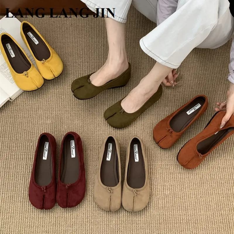 Donne Appartamenti Tacco Tabi Ninja Scarpe Moda Split Toe Balletto Stampa Leopardo Scarpa Comodo Ballerina Mocassini Morbidi Mocassino Casual Mujer