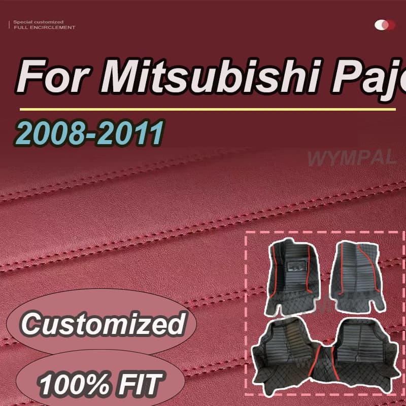 Tappetini per auto automobilistici personalizzati di LUSSO per Mitsubishi Pajero 2008 2009 2010 2011 Auto in pelle di lusso