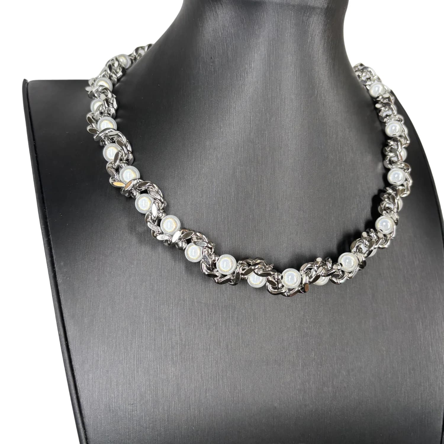 Collana a catena di perle luminose cubane punk grunge rock Collana fatta a mano alla moda cool Gioielli con ciondoli gotici Accessori hip-hop