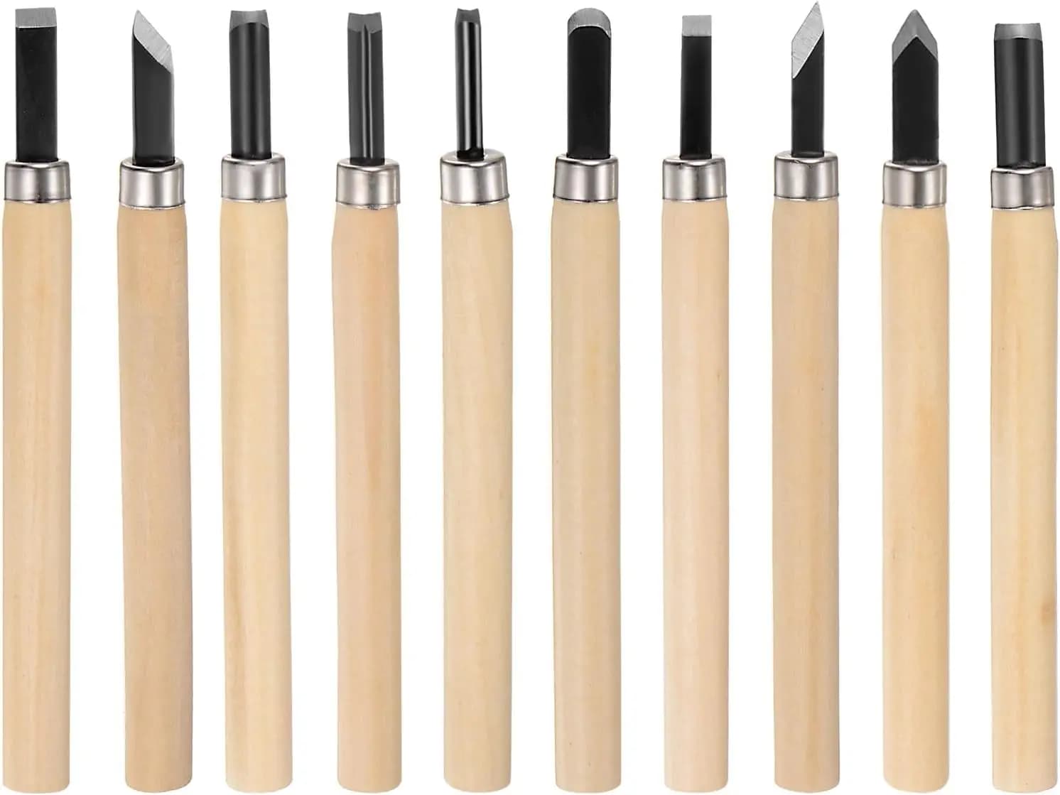 Set di 10 coltelli per intaglio del legno grandi/medi/piccoli 65 # Scalpelli in Acciaio al Manganese per Intaglio a Mano, Utensili per Lavorazione del Legno