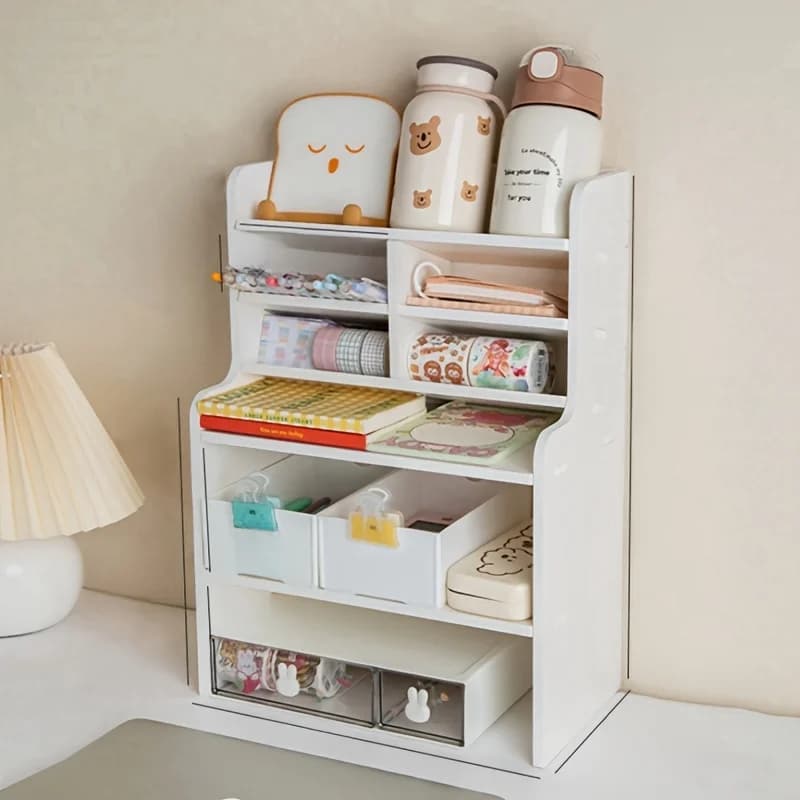 Organizzatore da scrivania a 2 livelli - Scaffale portaoggetti resistente per trucchi, libri, articoli per ufficio | Scaffale Salvaspazio per Scrivania