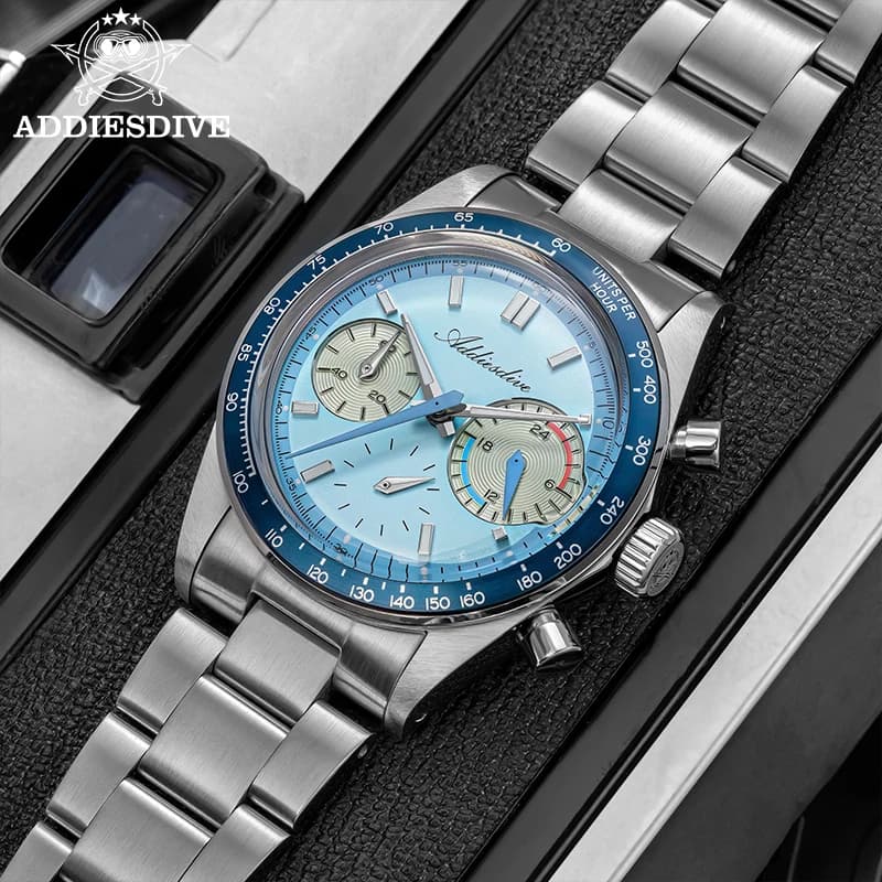 ADDIESDIVE Men's Watch 37mm in Offer, Chronograph AD2539 BGW9 Super Bright, Waterproof 10Bar, reloj hombre, Quartz watch VK63
