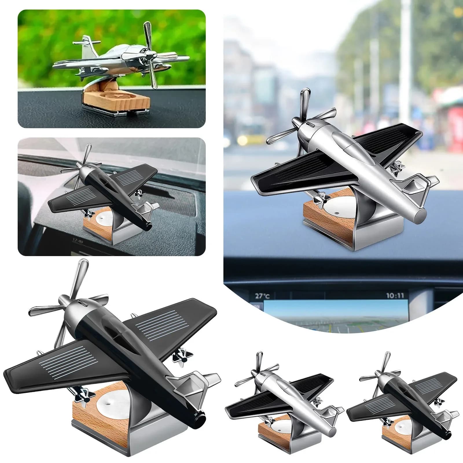 Car Oil Diffuser Solar Air Car Diffuser Wood Base Flavoring Diffuser Desk Decorations Auto Office Home Christmas Year Car Mat