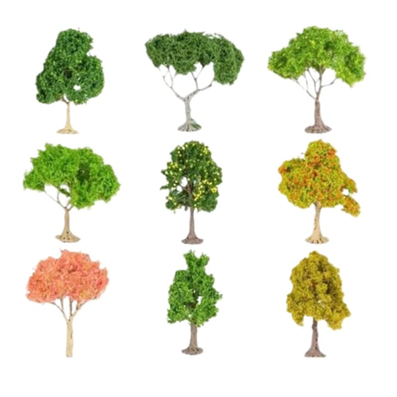 Modello in plastica da 10 cm Treno Paesaggio artificiale Alberi Fiore in miniatura Albero Ferrovia Decor Edificio Paesaggio Accessori