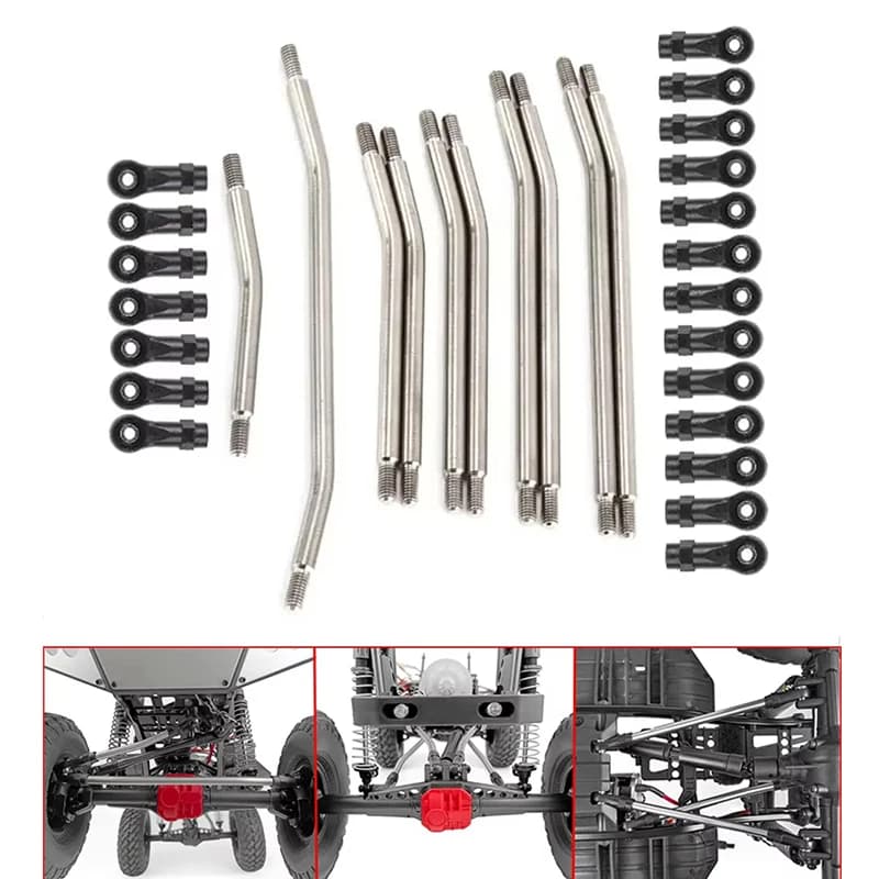 Set di aste di collegamento in acciaio inossidabile da 10 pezzi con estremità sferica passo 313/324mm per 1/10 RC Crawler Car Axial SCX10 II 90046 parti di aggiornamento