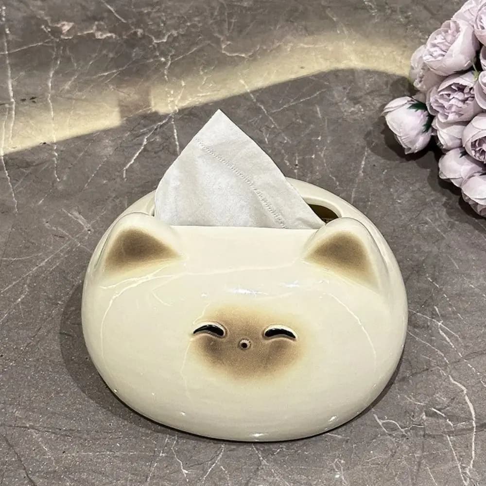 Porta Fazzoletti a Forma di Gatto, Scatola per Fazzoletti Carina a Forma di Gatto, Porta Carta Igienica Squisito per Hotel e Casa